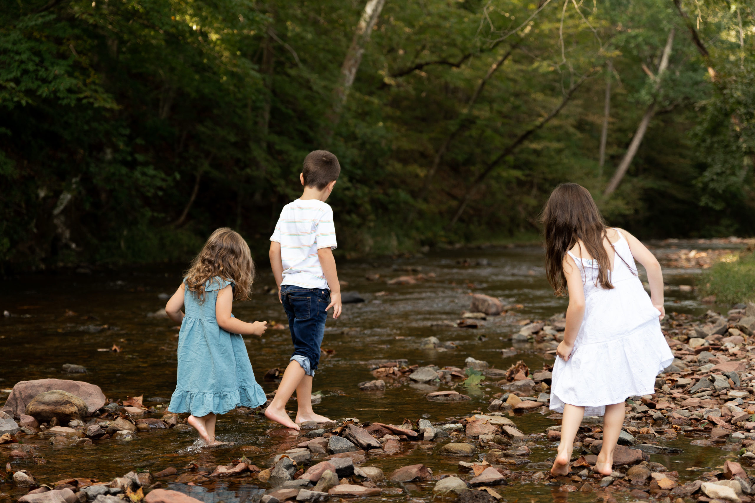 Little kids playing in a creek- ideas forthings to do with kids in Philadelphia